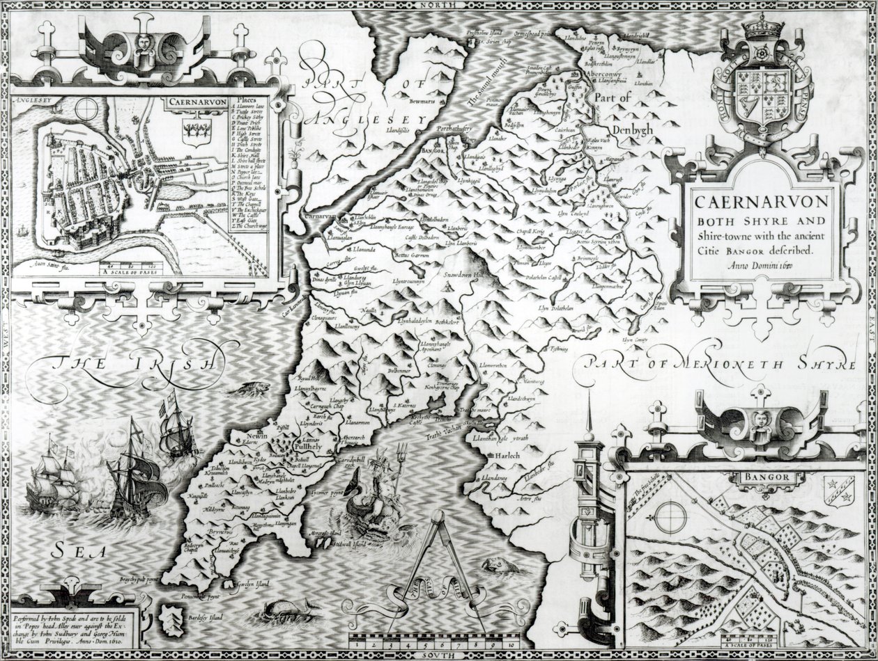 Karta över Caernarvon, 1616 av John Speed
