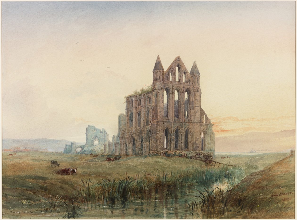 Whitby Abbey (kroppsfärg, penna och wc på papper) av John Storey
