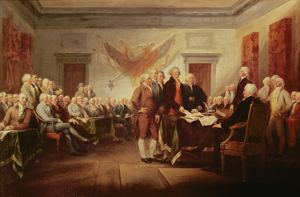 Undertecknande av självständighetsförklaringen, 4 juli 1776, c.1817 av John Trumbull