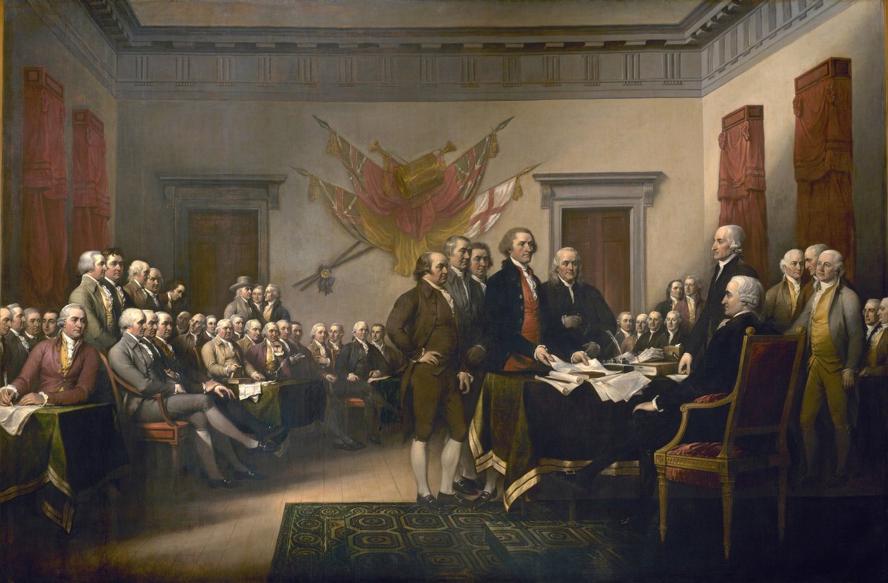 Undertecknande av självständighetsförklaringen den 4 juli 1776 av John Trumbull