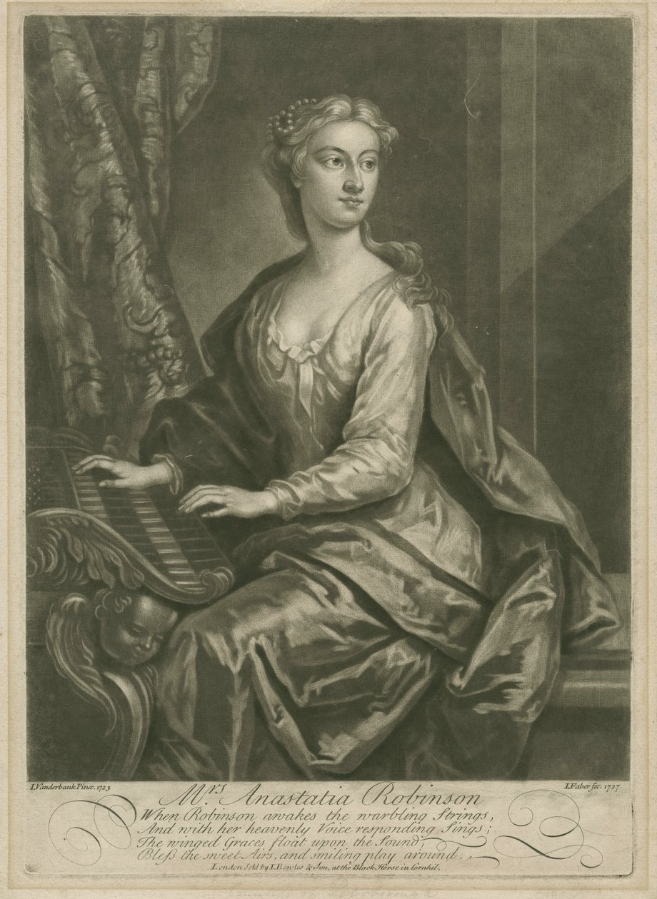 Mrs. Anastasia Robinson, graverad av John Faber den yngre (ca 1695-1756), 1727 (mezzotint) av John Vanderbank