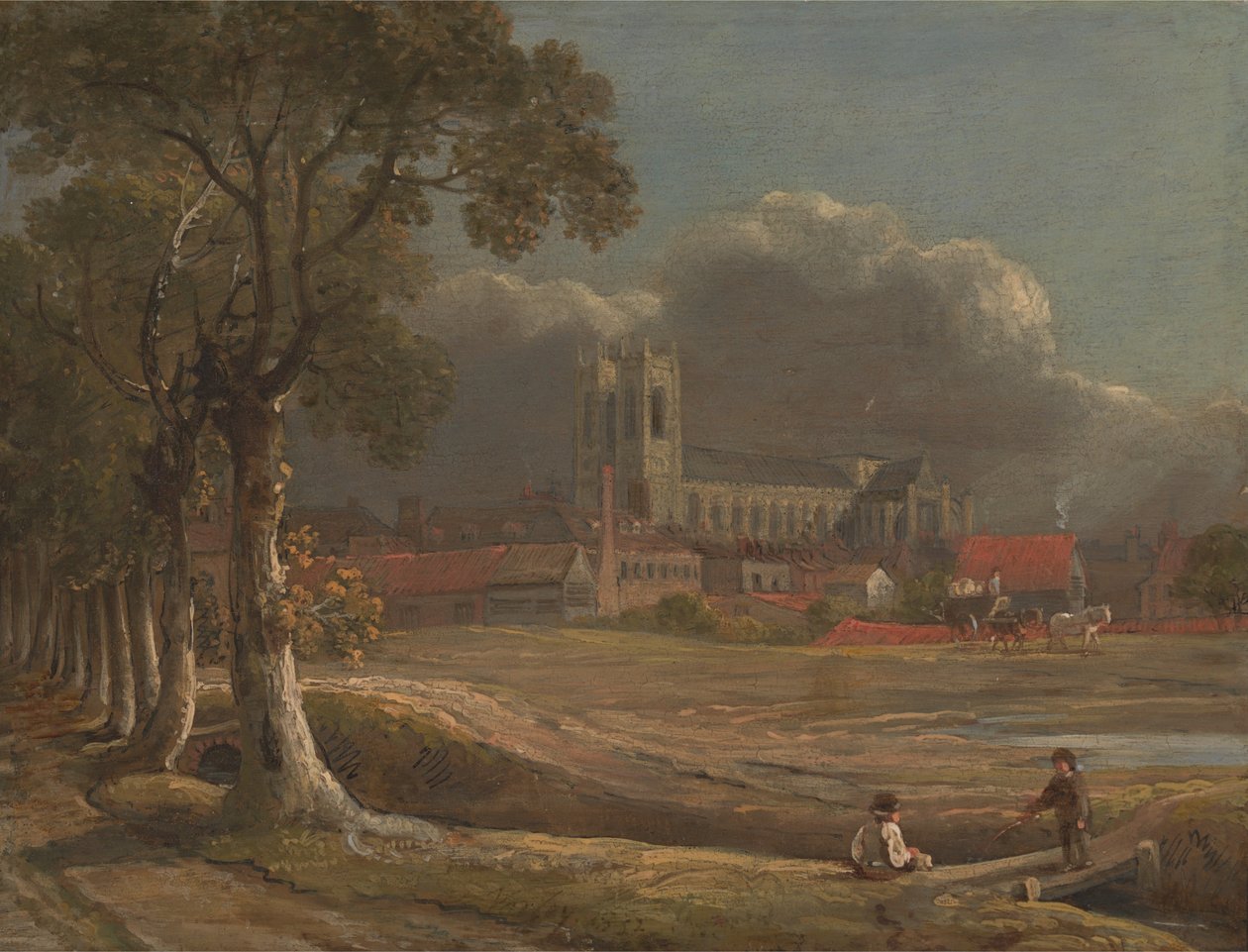 Westminster Abbey från Tothill Fields av John Varley