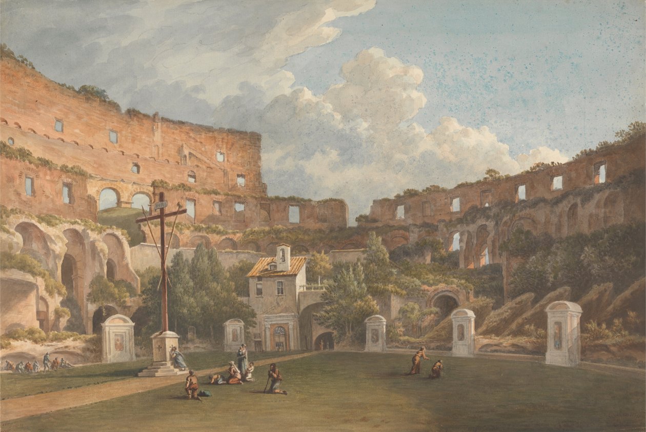 An Interior View of the Colosseum, Rome av John Warwick Smith