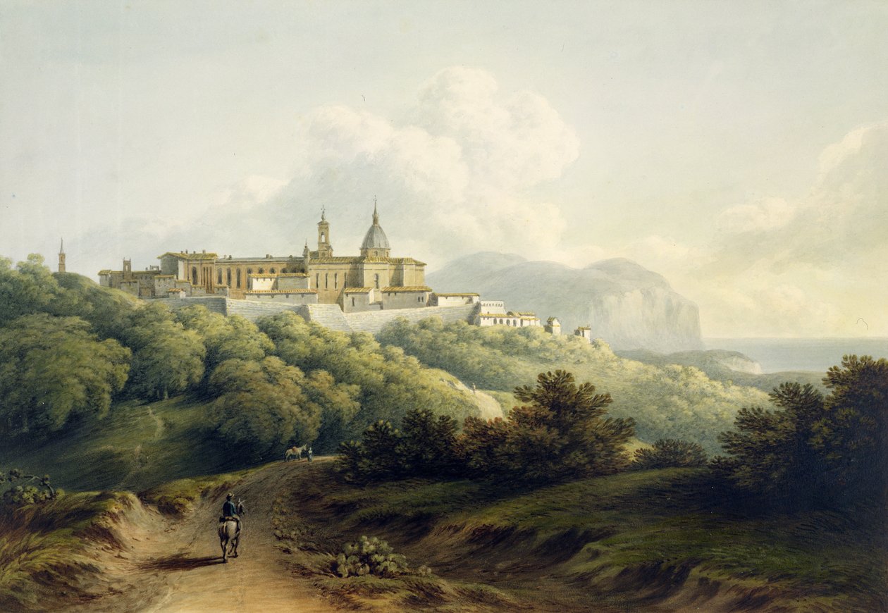 No.2289 Church of the Holy House, Loreto, 1806 (wc och penna på papper) av John Warwick Smith