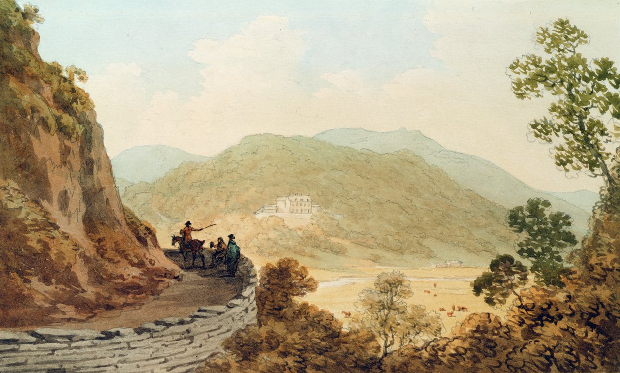 Tan y Bwlch, 1793 (penna och bläck med wc på papper) av John Warwick Smith