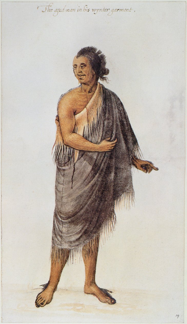 Old Indian Man (färg litho) av John White