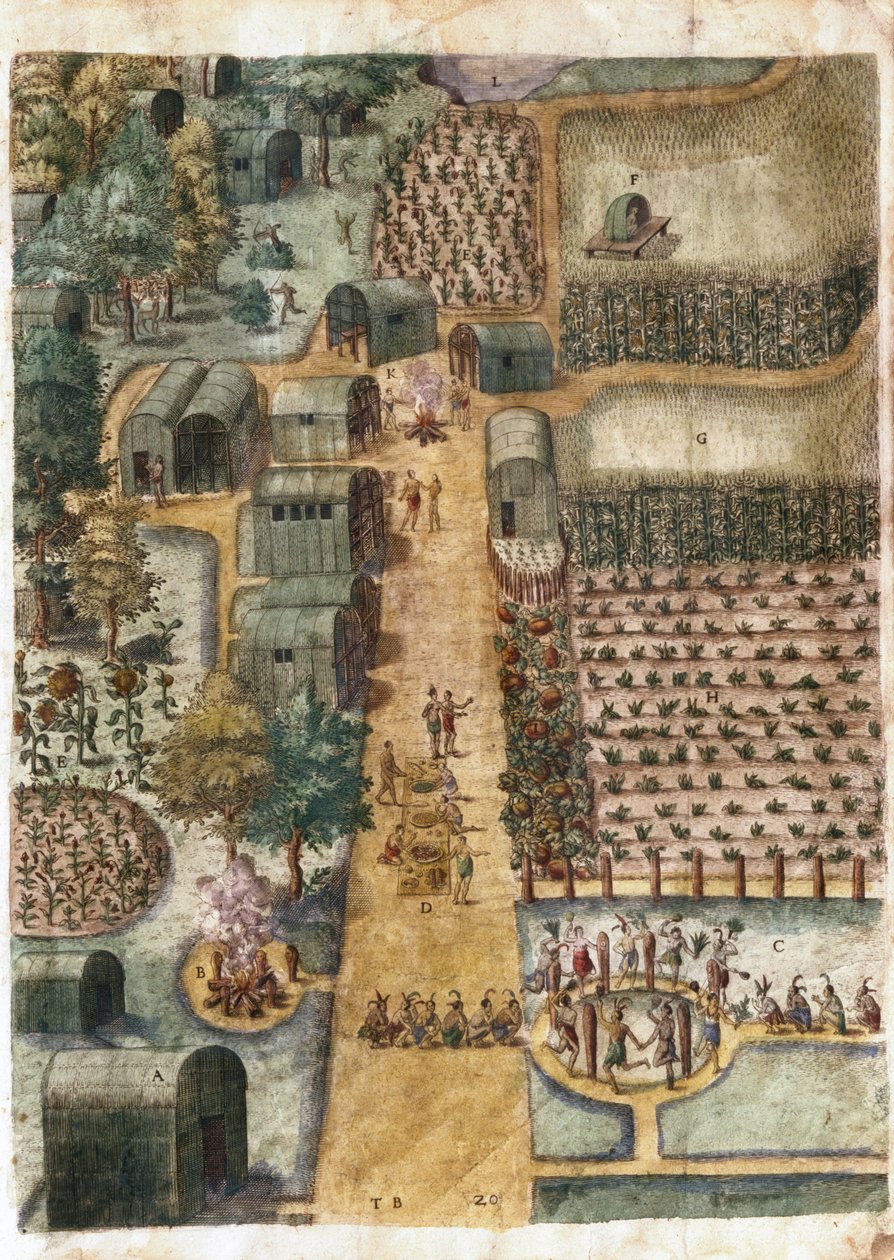 Den indiska byn Secoton, ca 1570-80 (se 1692) av John White