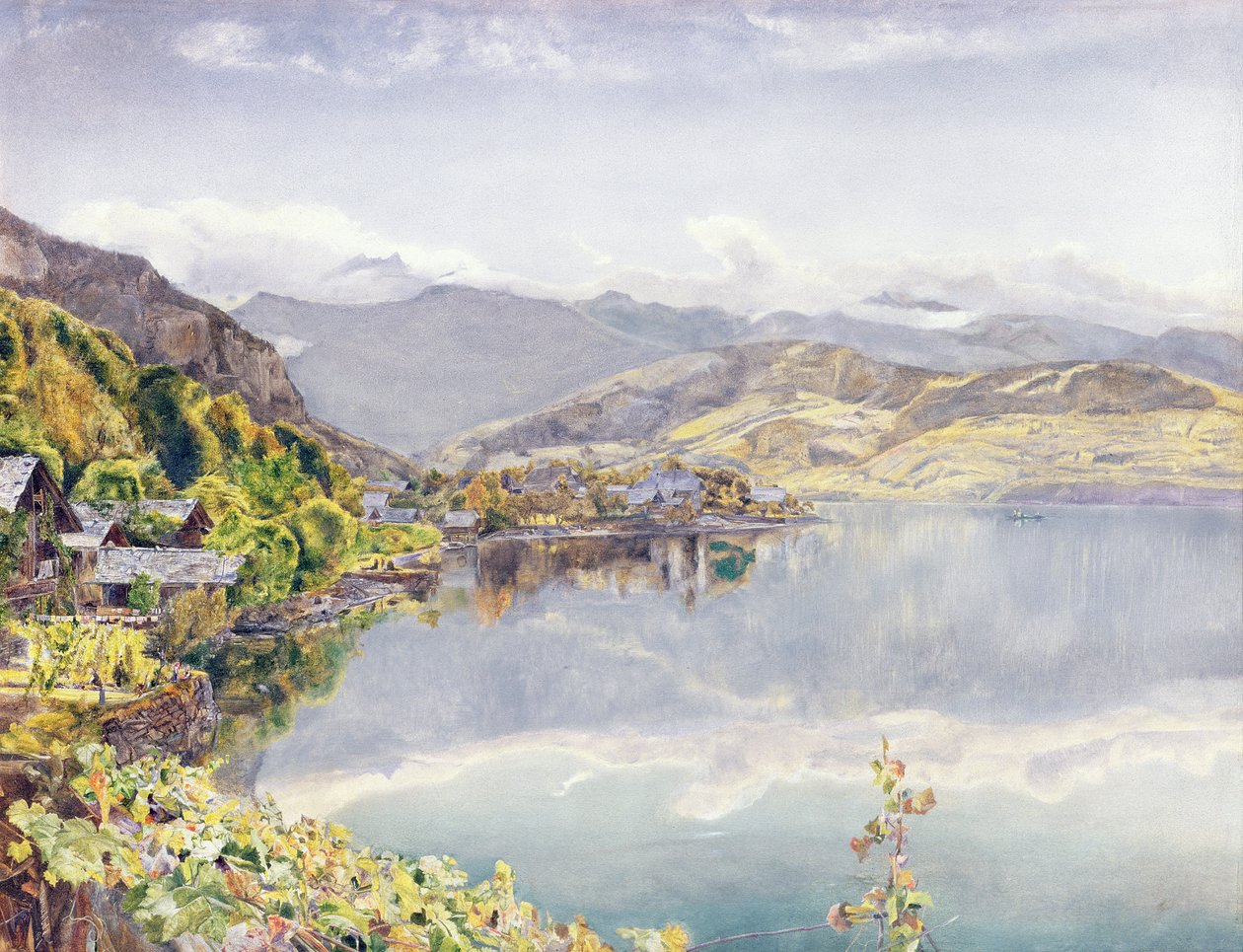 Luzernsjön, berget Pilatus i fjärran, 1857 av John William Inchbold