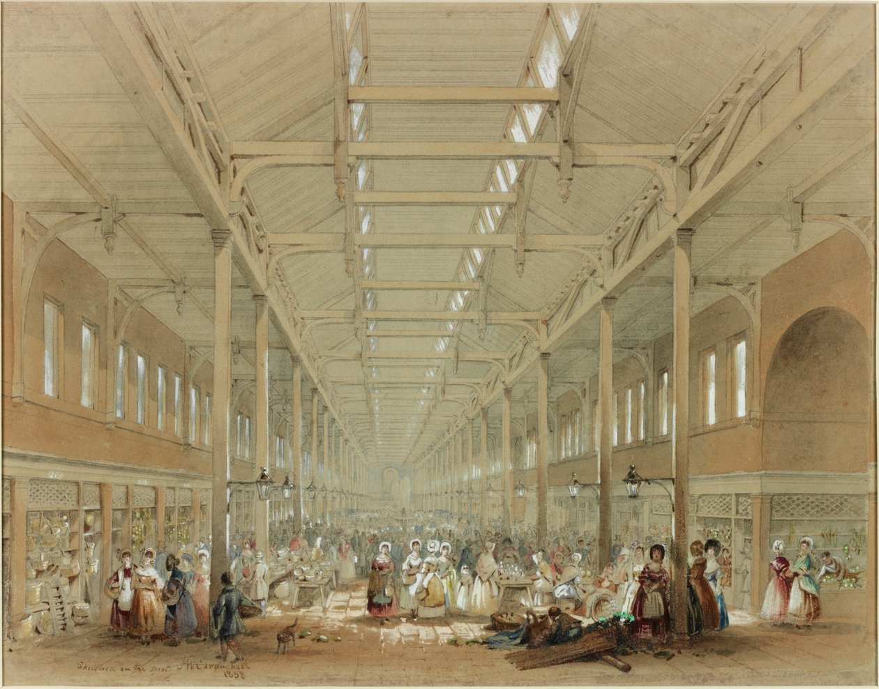 Interiör på Grainger Market (kroppsfärg) av John Wilson Carmichael
