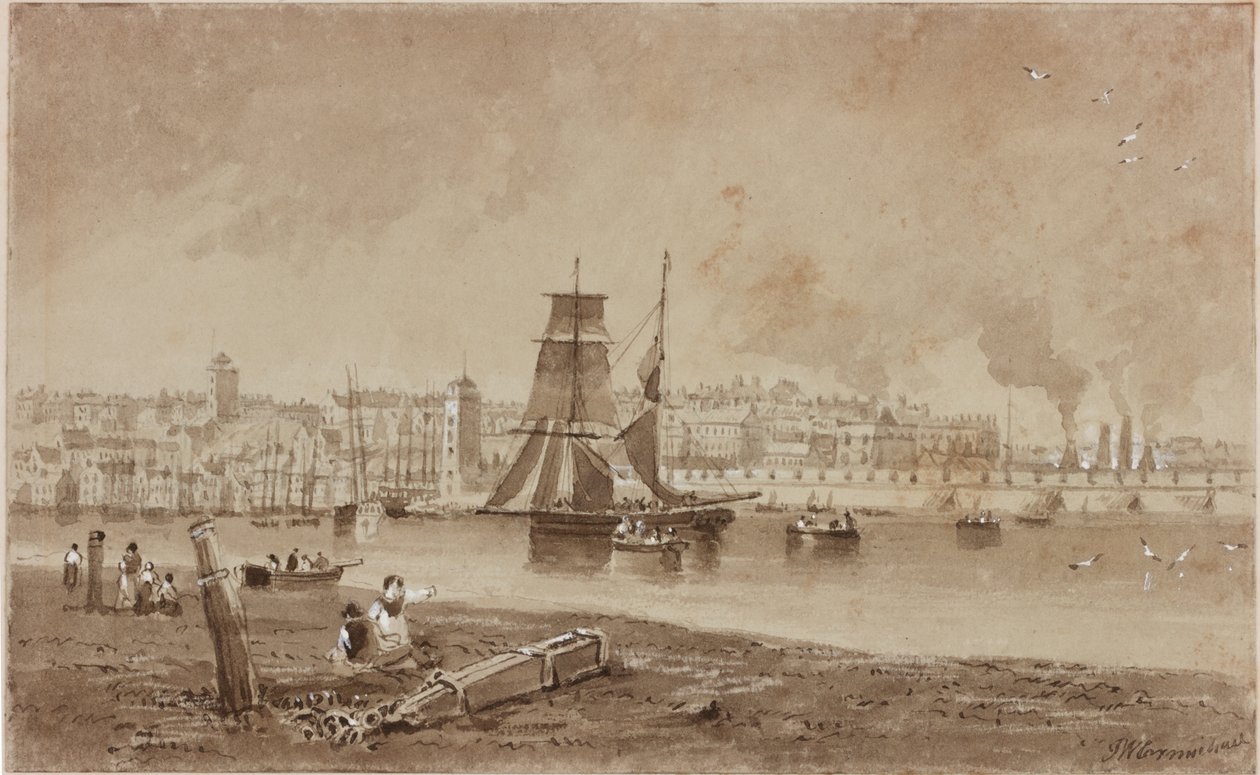 North Shields (bläck (brunt) på papper) av John Wilson Carmichael