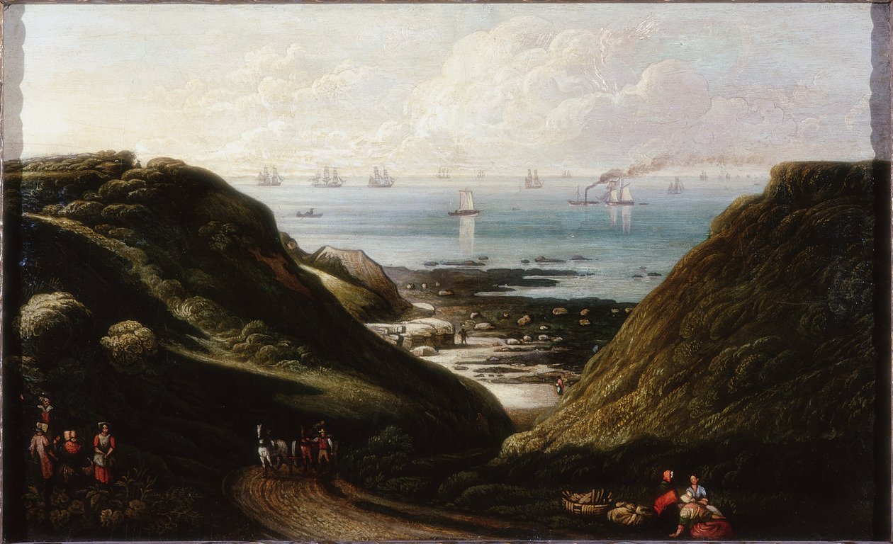 Coast Scene (olja och penna ombord) av John Wilson Ewbank