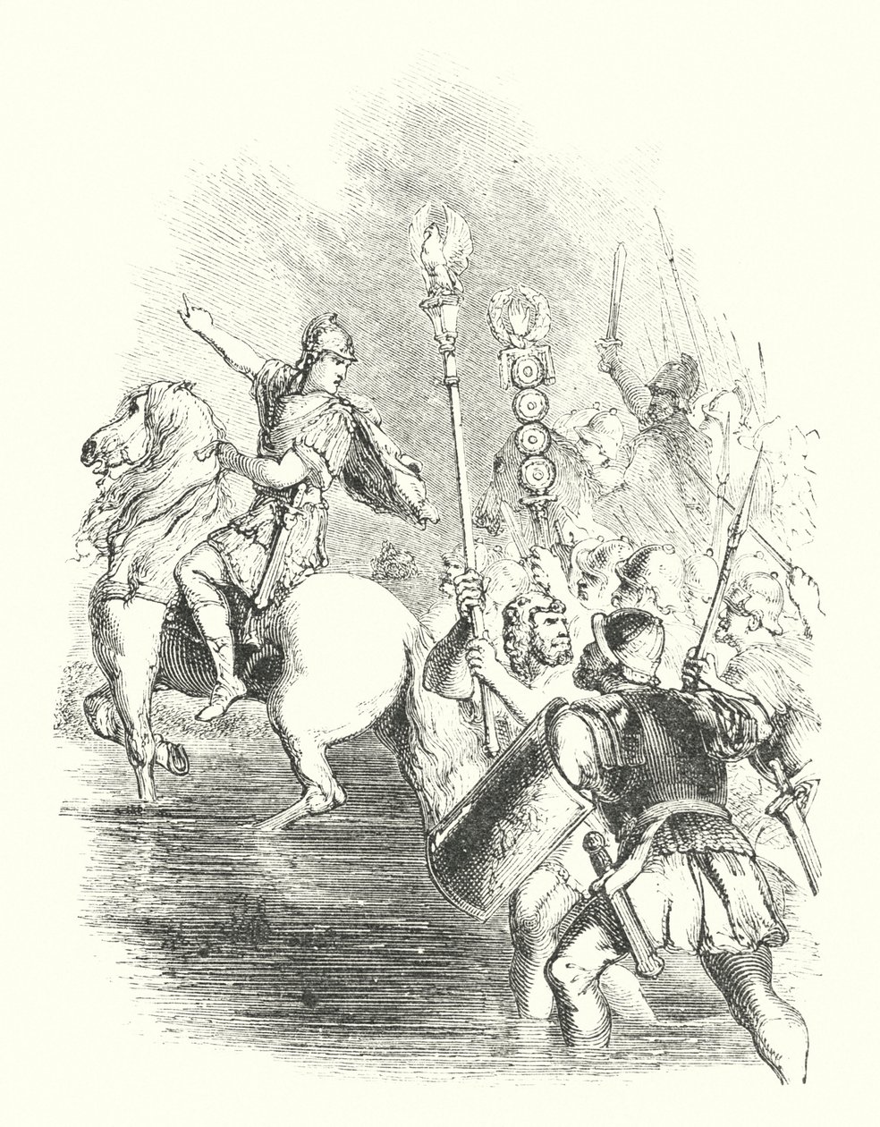 Caesar korsar Rubicon (gravyr) av John (after) Gilbert