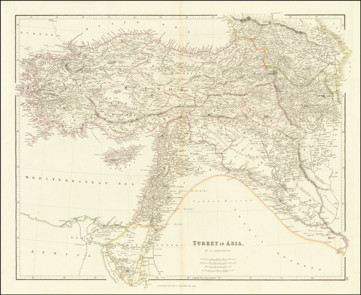 1840 års karta över Turkiet i Asien av John Arrowsmith