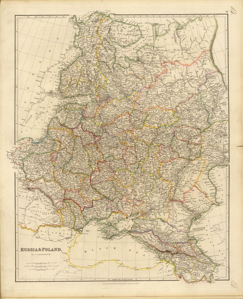 Karta över Ryssland och Polen, 1832. av John Arrowsmith