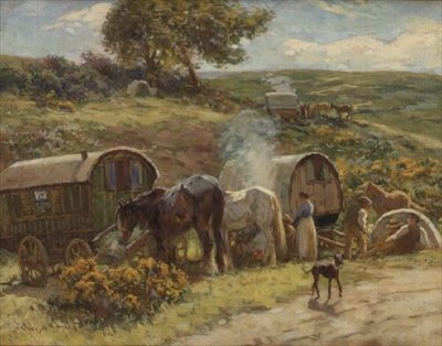 Ett zigenarläger (bräda) av John Atkinson