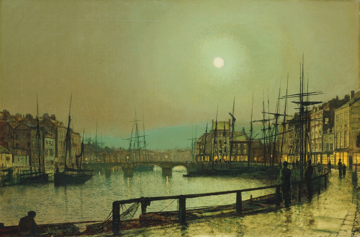 En månbelyst hamn, 1883 av John Atkinson Grimshaw