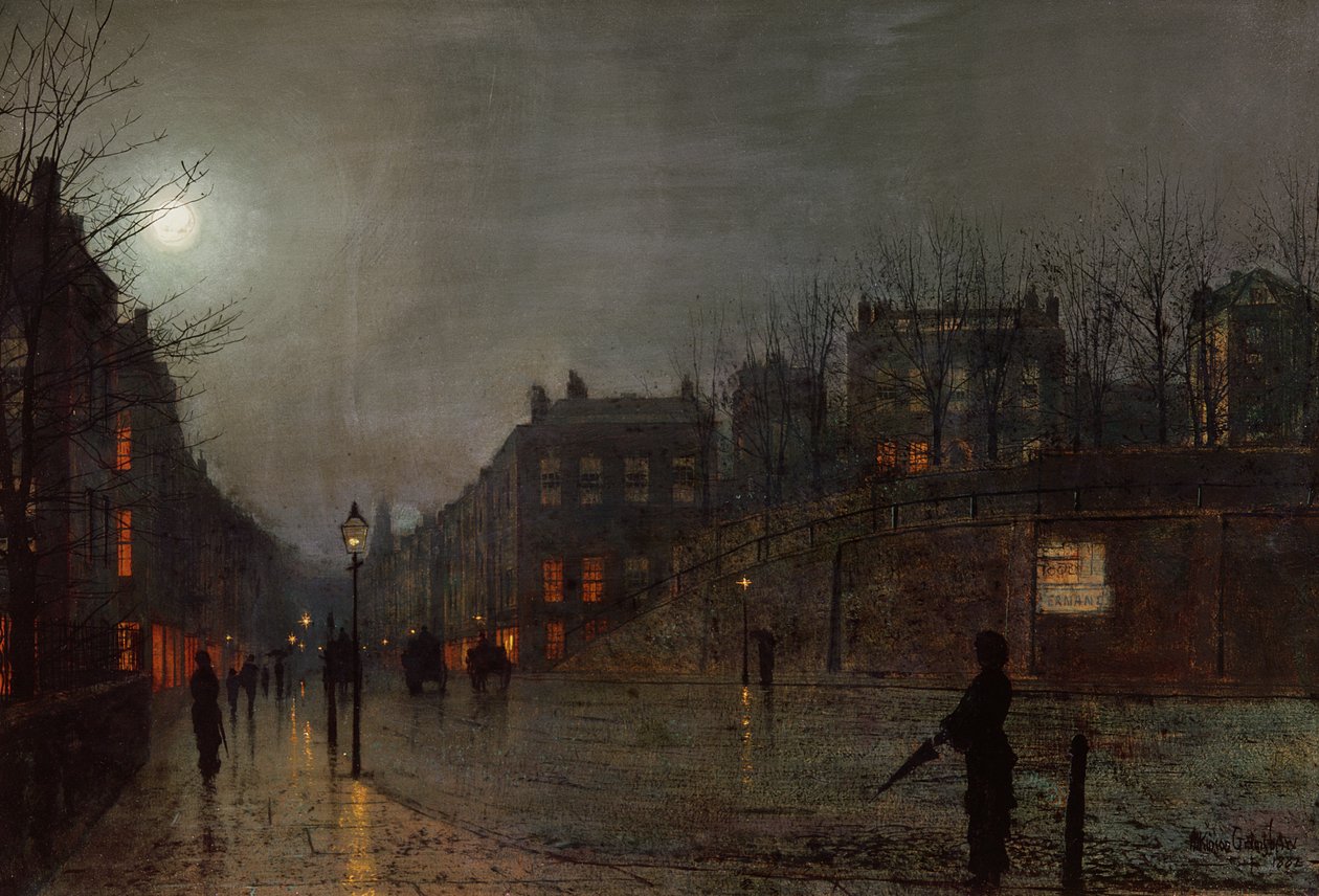 Går hem i skymningen, 1882 av John Atkinson Grimshaw