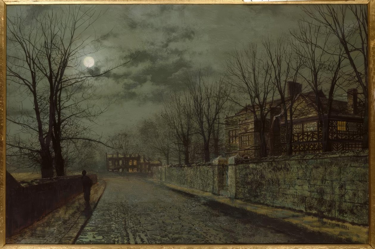 J.A.Grimshaw, A Cheshire Road / Gemälde, 1883 av John Atkinson Grimshaw