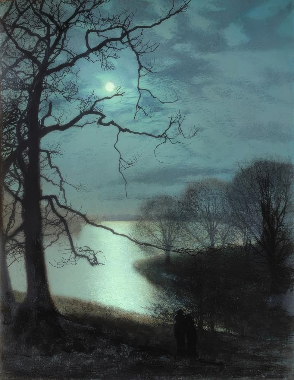 Tittar på en månbelyst sjö av John Atkinson Grimshaw