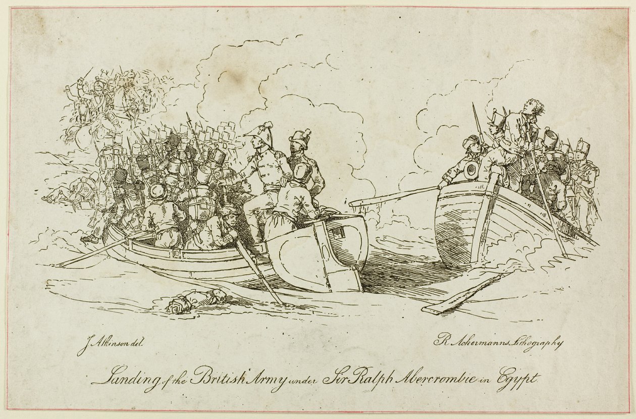 Landstigning av brittisk armé under Abercrombie av John Augustus Atkinson