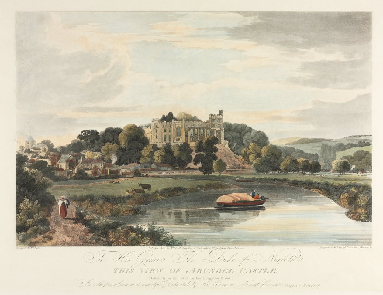 Denna utsikt över Arundel Castle, 1819. av John Baily