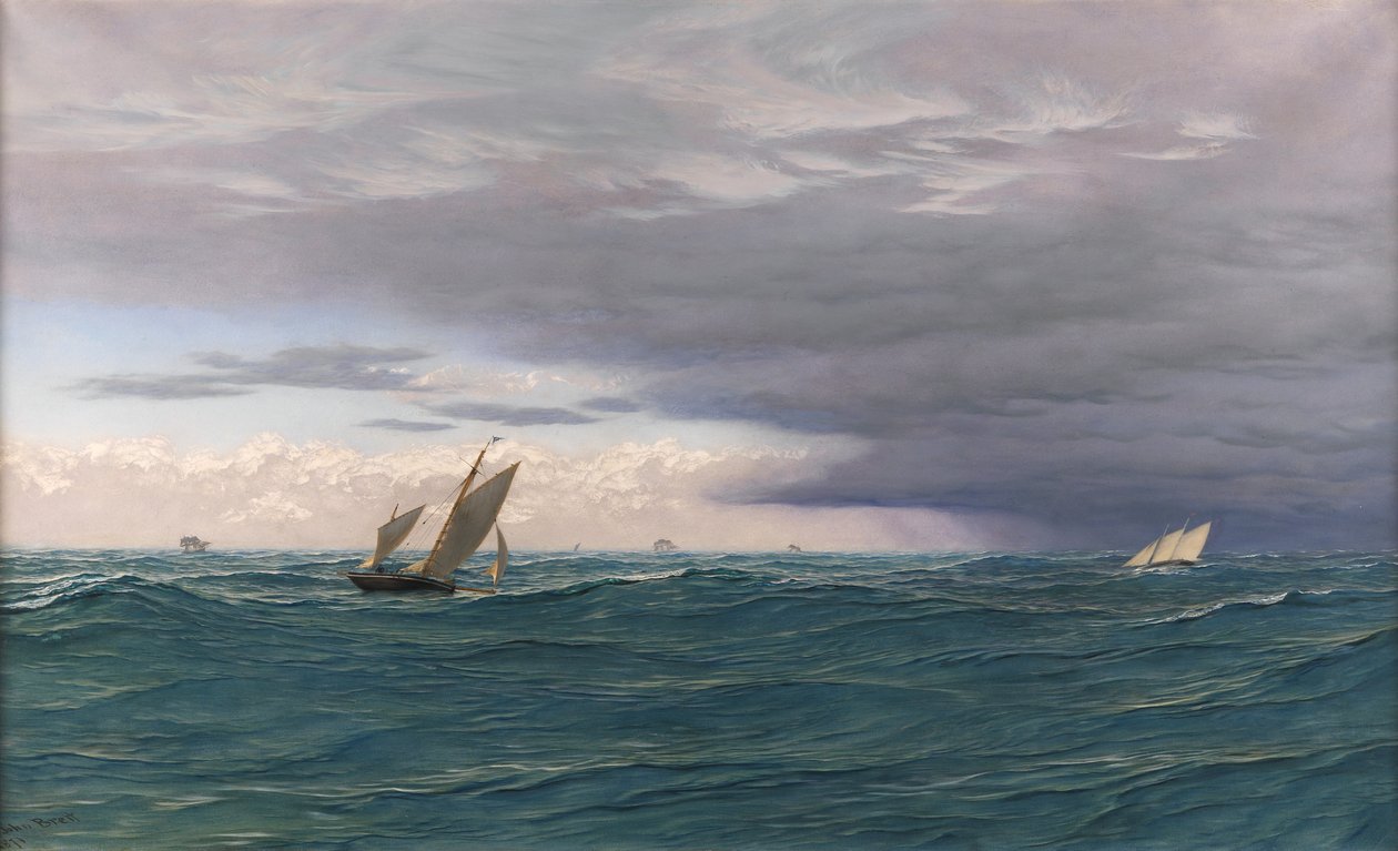 Yachts in a Seaway, Medelhavet, 1871 av John Brett