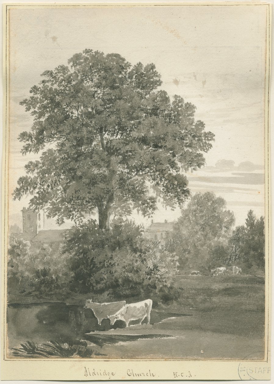 Aldridge Church: sepiateckning av John Buckler