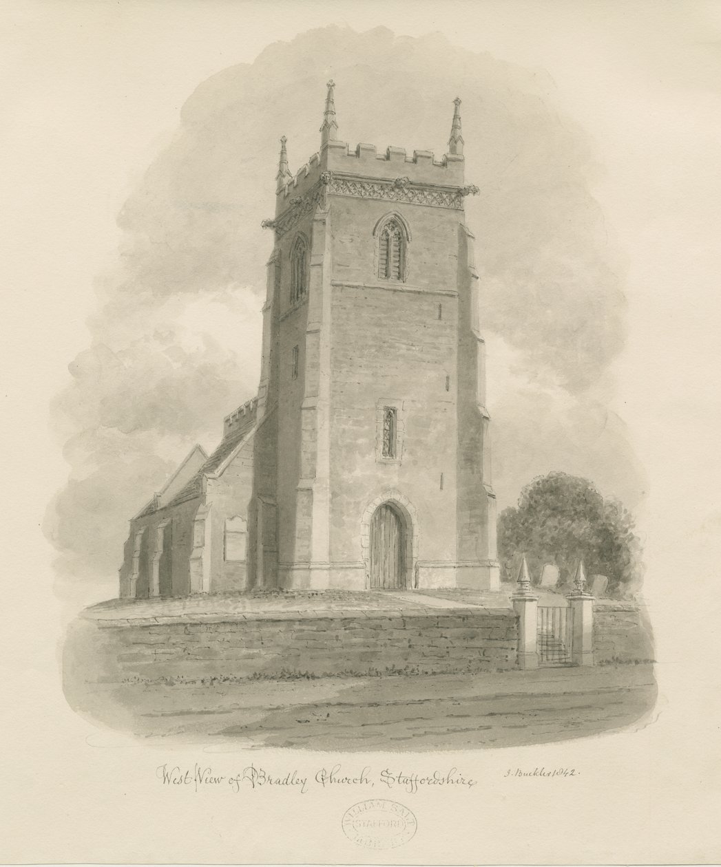 Bradley Church: sepiateckning av John Buckler