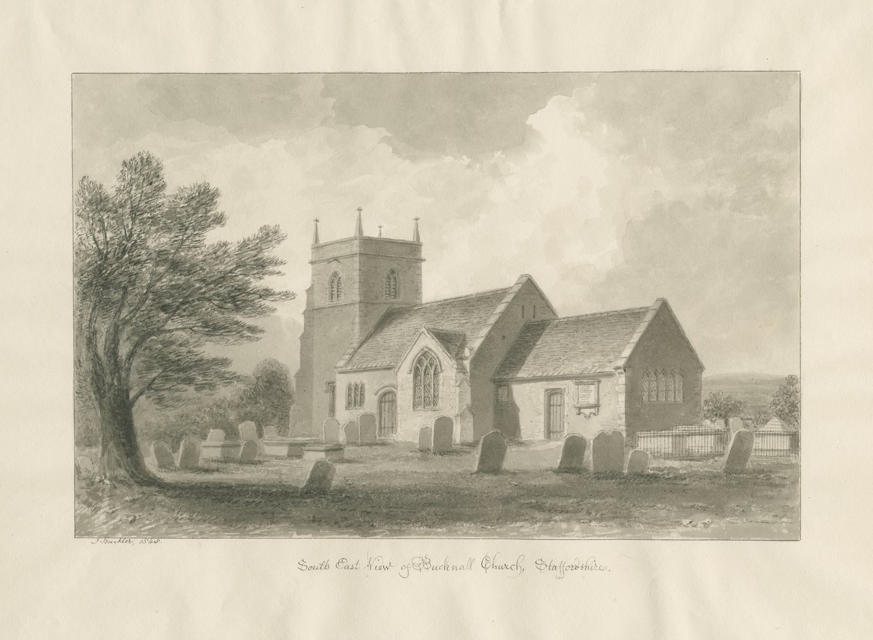 Bucknall Church: sepiateckning av John Buckler
