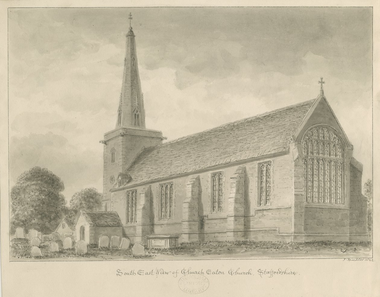 Church Eaton Church: sepiateckning av John Buckler
