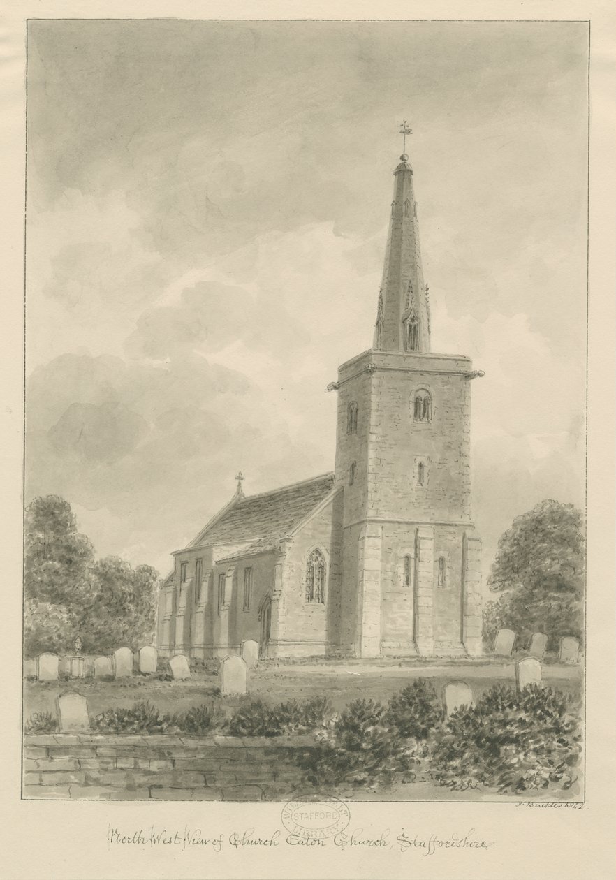 Church Eaton Church: sepiateckning av John Buckler
