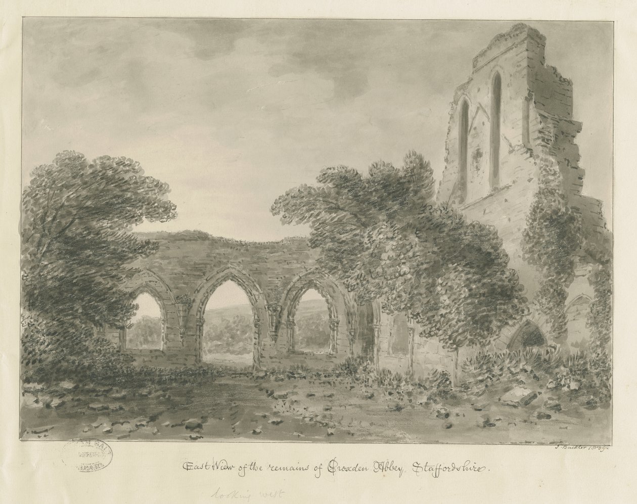 Croxden Abbey: sepiateckning av John Buckler