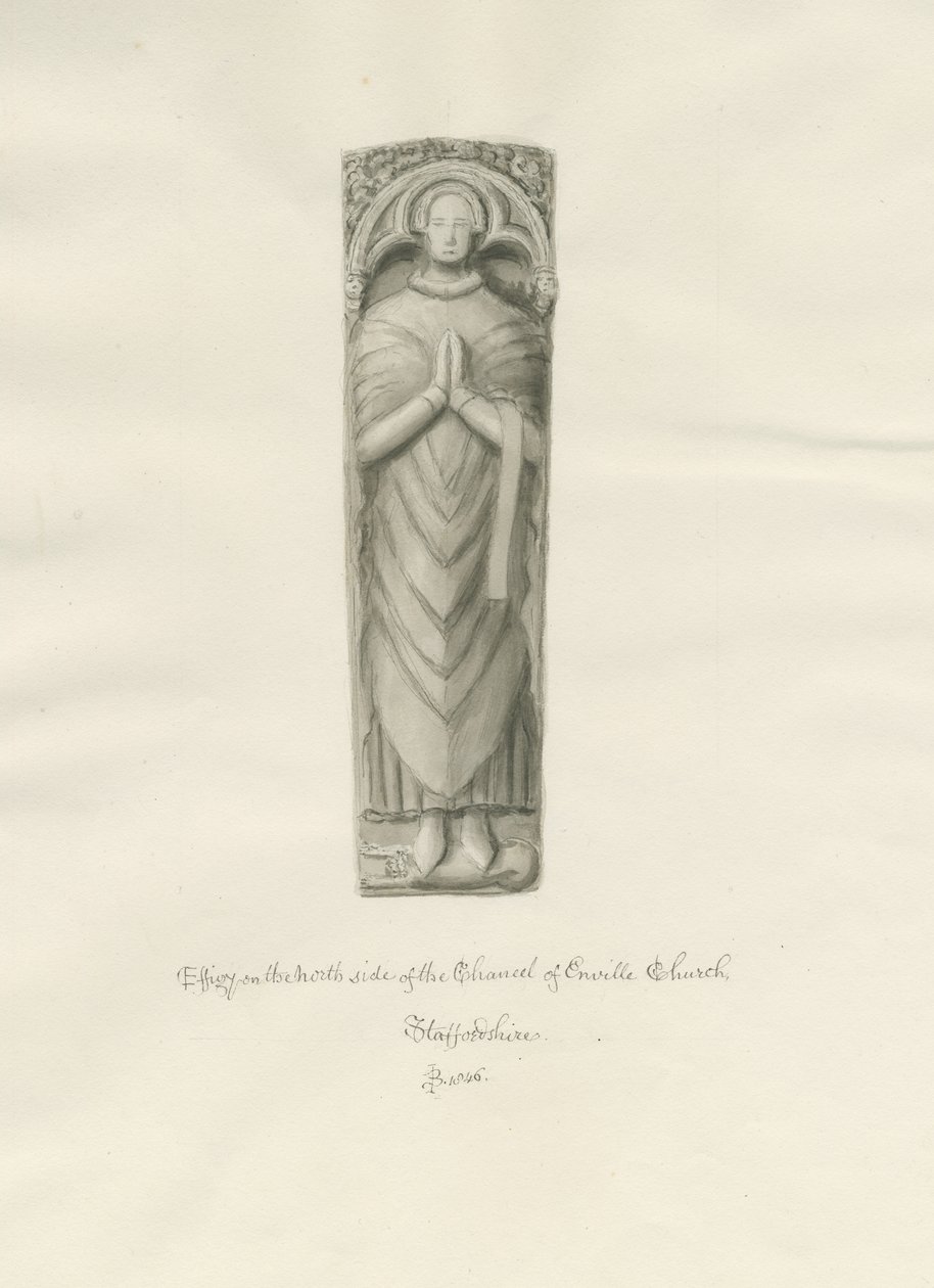 Enville Church - Effigy: sepiateckning av John Buckler
