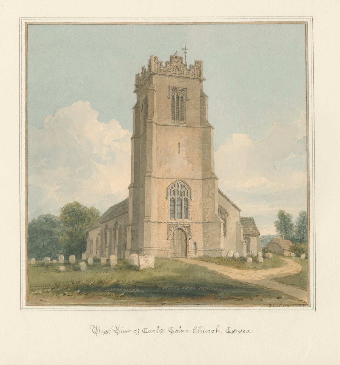 Essex - Earls Colne Church, 1824 av John Buckler
