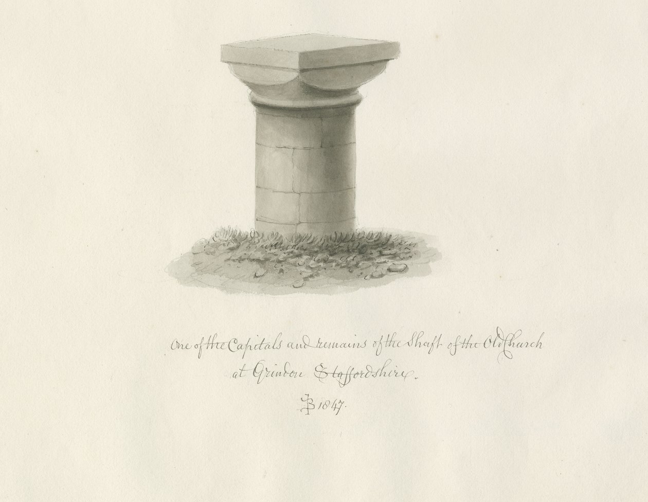 Grindon Church: sepiateckning av John Buckler