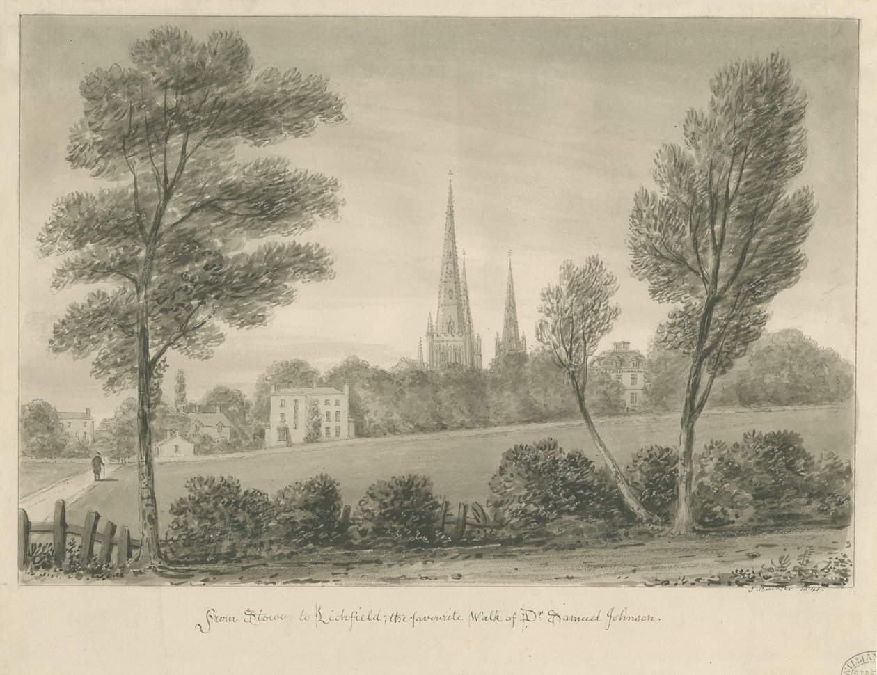 Lichfield - Stowe: sepiateckning av John Buckler