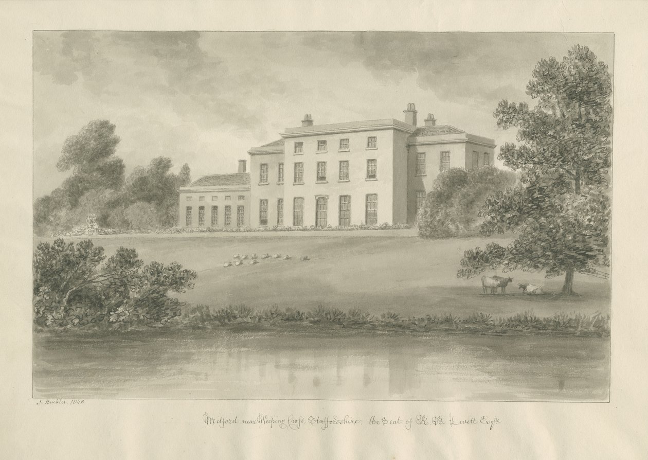 Milford House: sepiateckning av John Buckler