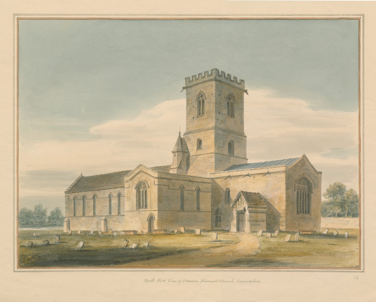 Oxfordshire - Stanton Harcourt Church, 1803 av John Buckler