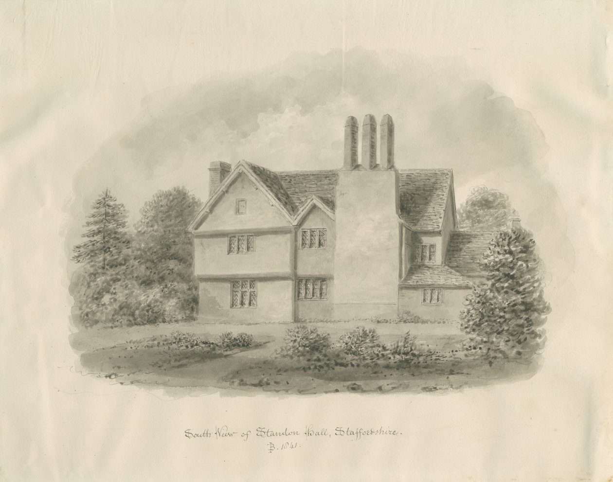 Standon Hall: sepiateckning av John Buckler