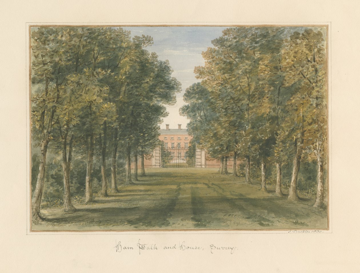 Surrey - Ham Walk and House, 1830 av John Buckler