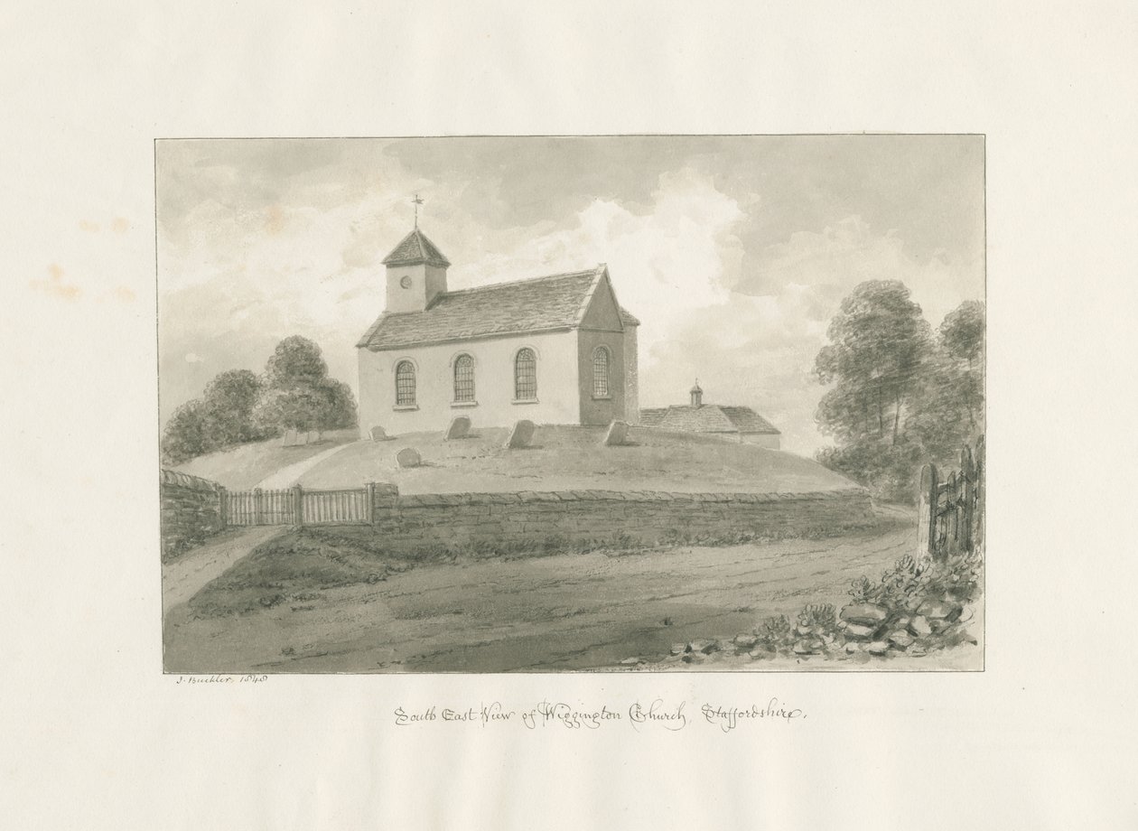 Wigginton Church: sepiateckning, 1848 av John Buckler