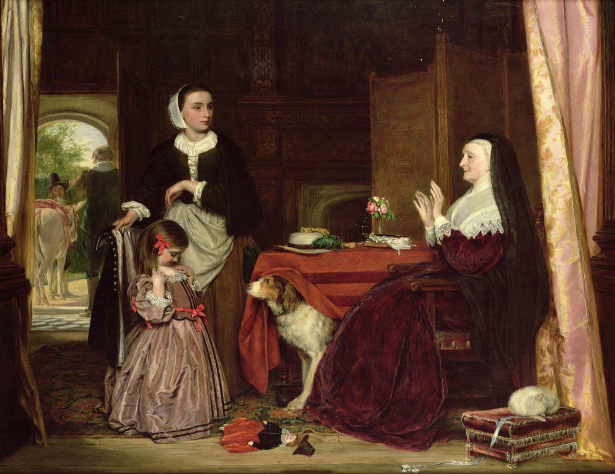 Den nya klänningen, 1865 av John Callcott Horsley