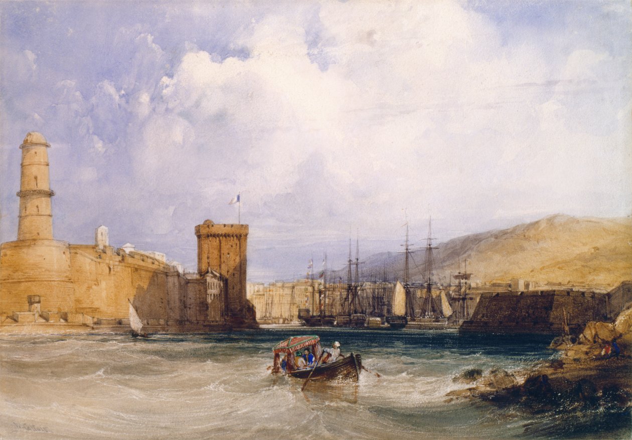 Ingången till Marseilles hamn (wc) av John Callow