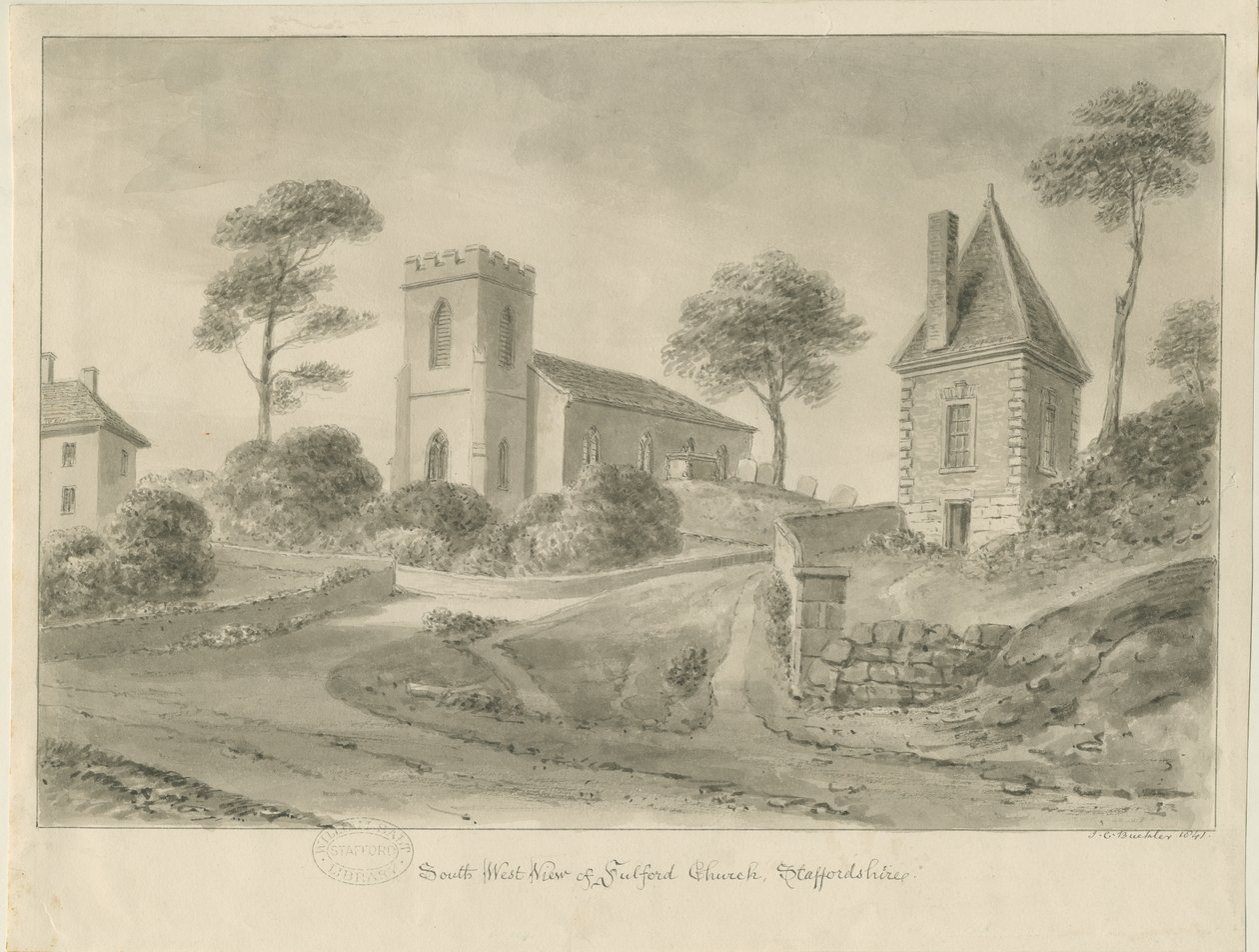 Fulford Church: sepiateckning av John Chessell Buckler