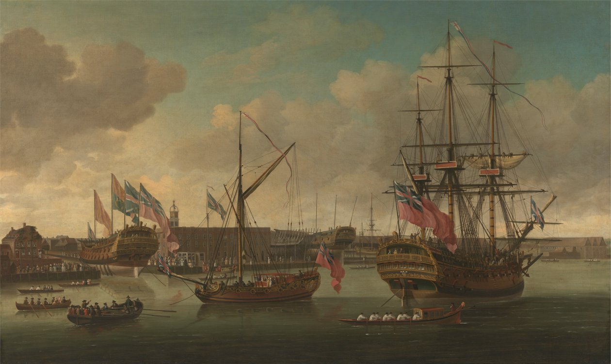 Lansering på Deptford av John Cleveley the elder