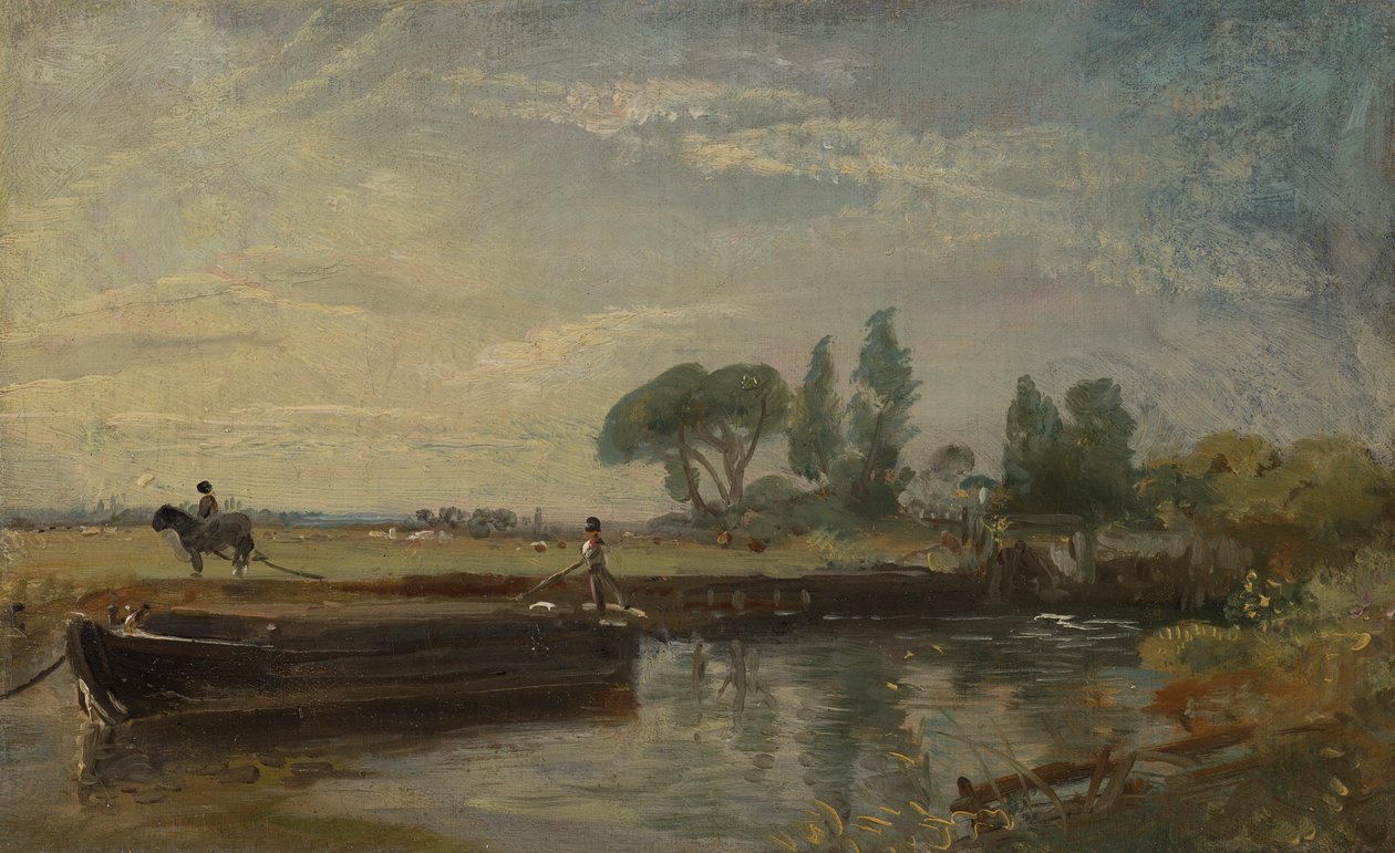 Pråm nedanför Flatford Lock av John Constable