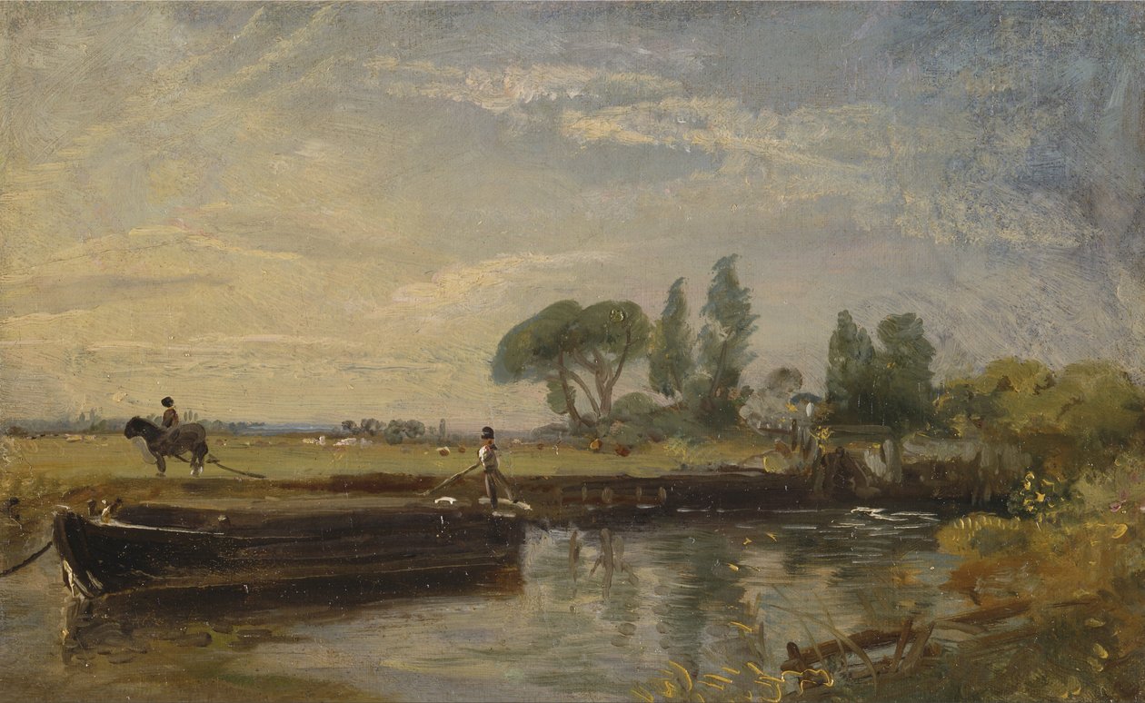 Pråm under Flatford Lock av John Constable