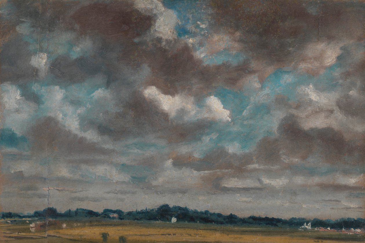 Omfattande landskap med grå moln av John Constable