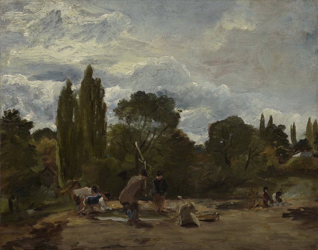 Flailing turnip-heads, East Bergholt, c.1812-15 av John Constable