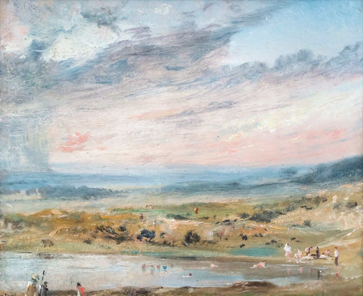 Hampstead hed, med damm och badgäster av John Constable